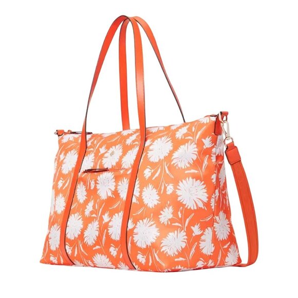 KATE SPADE Joe Weekender Bag Travel Tote Shoulder Bag Orange Nylon - Picture 1 of 10
